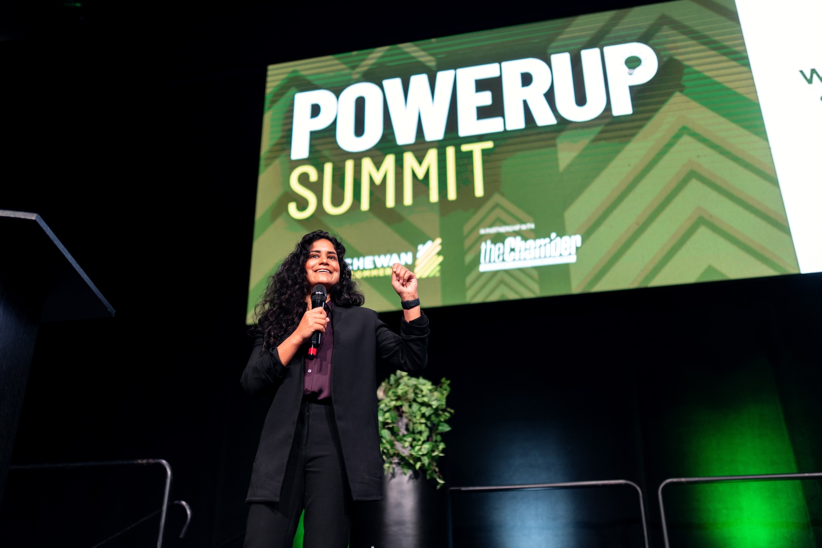 Alisha Esmail speaking on stage